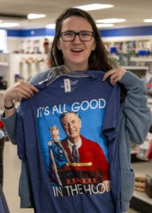 Tara with Mr. Rogers Tshirt