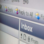 Close up image of a computer screen showing an email inbox. To compliment the digital skills classes.