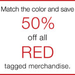50% off all Red tags
