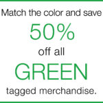 50% off all green tags