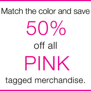 50% off all pink tags