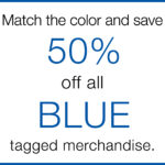 50% off all Blue tags