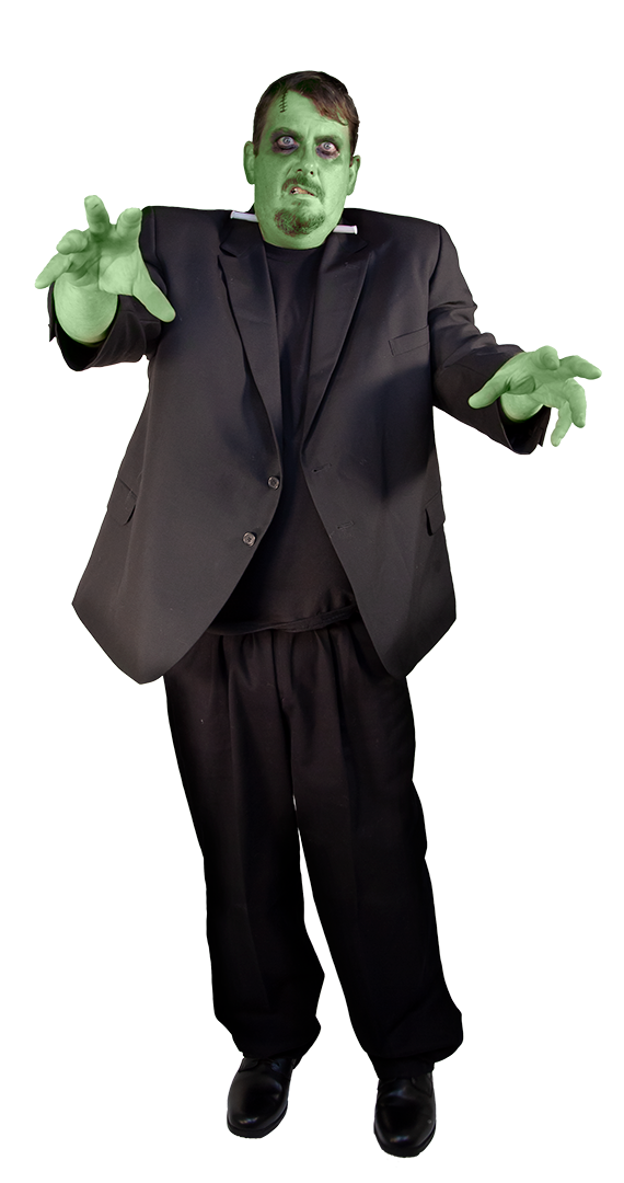 A man dressed as Frankenstein