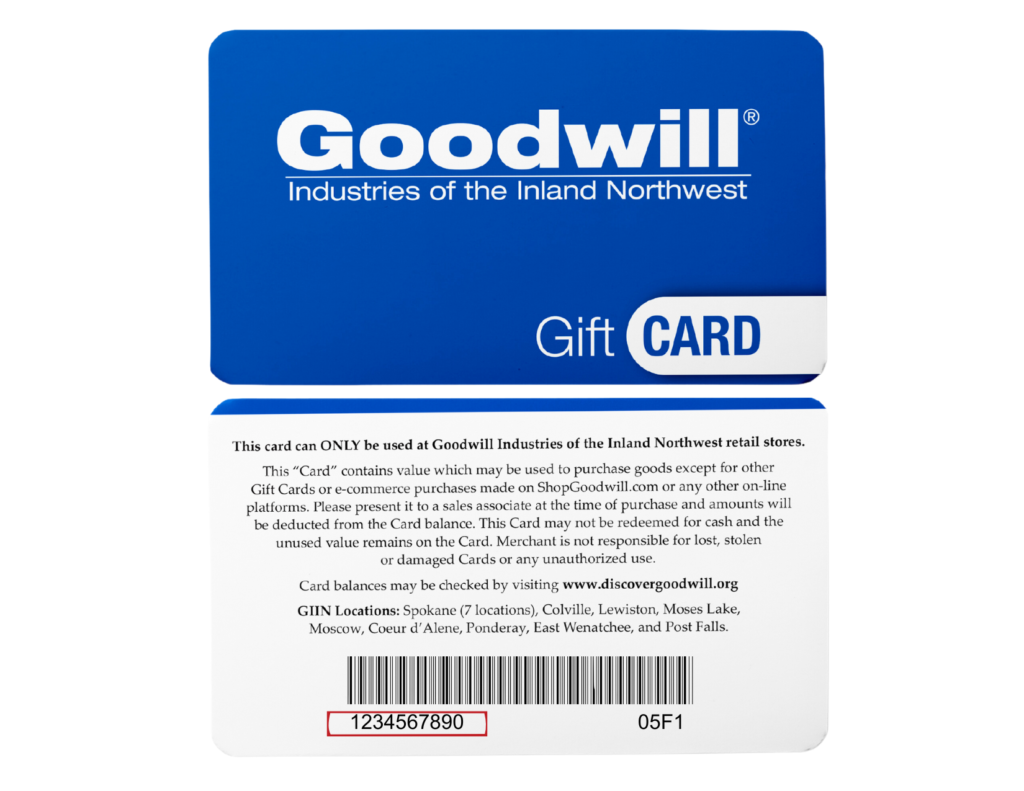 Goodwill NCW gift card front and back mockup.
